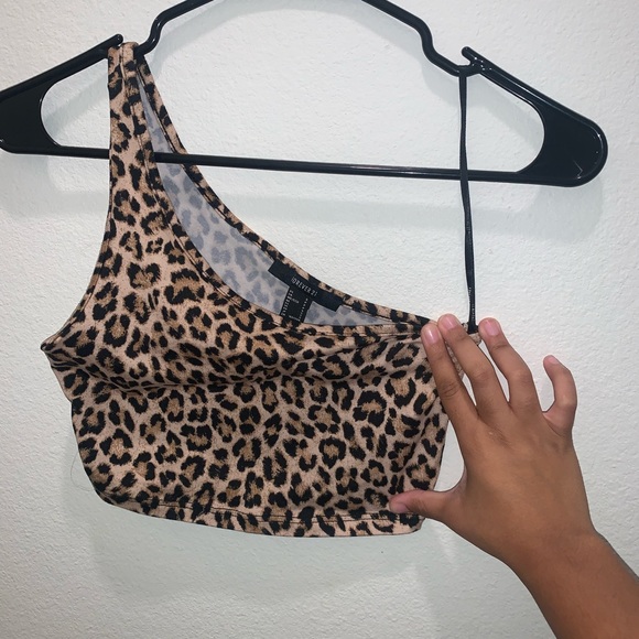 CHEETAH PRINT ONE SHOULDER SHIRT - Picture 2 of 2